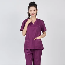 Медицинская одежда хирургическое платье Новая мода v-образным вырезом униформа доктора медсестры салон красоты стоматологическая клиника Спецодежда скраб костюм