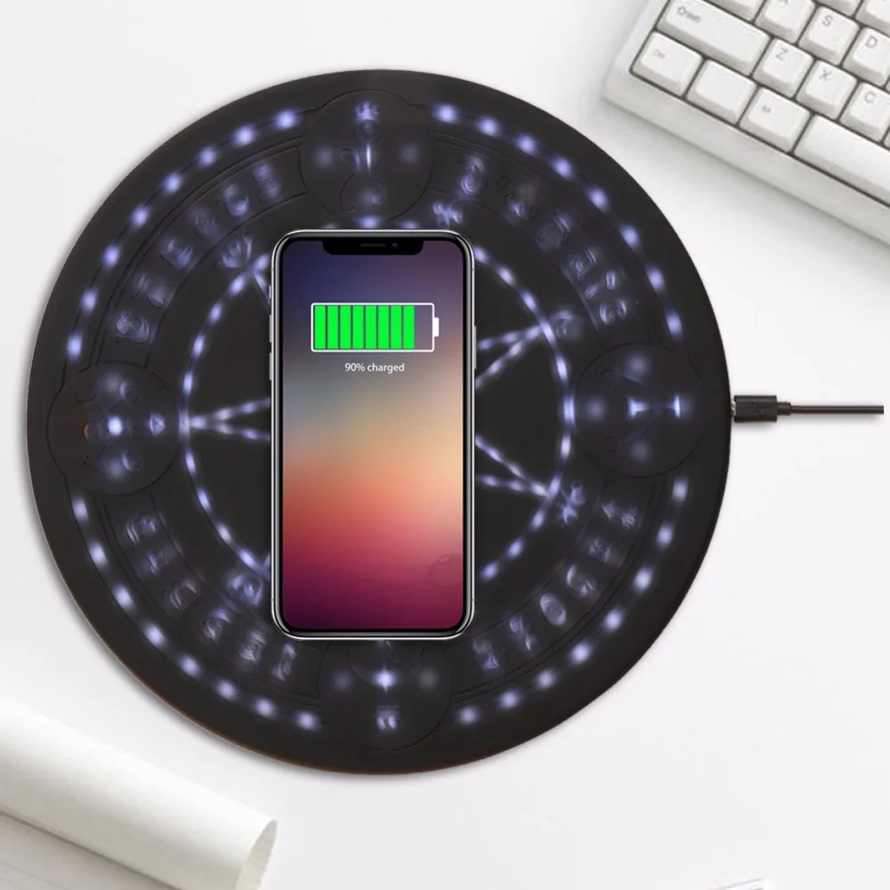 Magic circle Беспроводное зарядное устройство универсальное Qi Беспроводное быстрое зарядное устройство type C Micro USB для iPhone samsung Xiaomi huawei LG