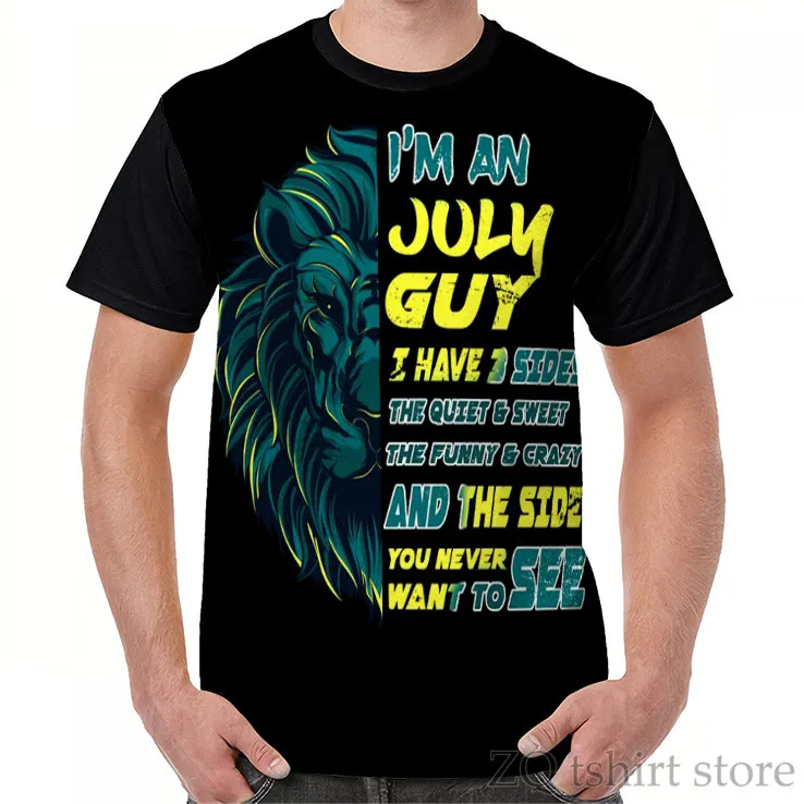 July Birthday Guy Has 3 Sides Sweet Funny Crazy Graphic T-Shirt men t shirt funny all over print women Short Sleeve Tops | Мужская