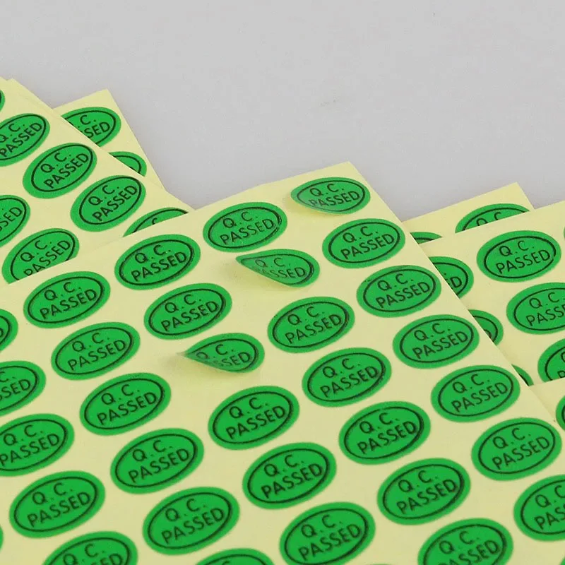 QC stickers lable paper QC PASSED label stickers self adhensive oval white/green 2700pcs/lot