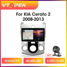 Автомагнитола Vtopek, мультимедийный видеоплеер на Android 10,0, 9 дюймов, 4G + WiFi, GPS, DSP, для Kia Cerato 2 TD 2008-2013