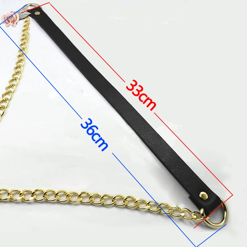 Diy 60 см-160 см сменная сумка через плечо с ремешком Diy черная искусственная кожа, ручка с золотом, серебром, пистолет черный, бронзовые металлические цепи