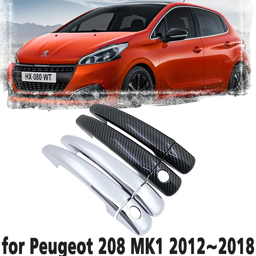 

Black Carbon Fiber handle Or Chrome Side Door Cover Trim Set for Peugeot 208 MK1 2012~2018 Car Accessories 2013 2014 2015 2016