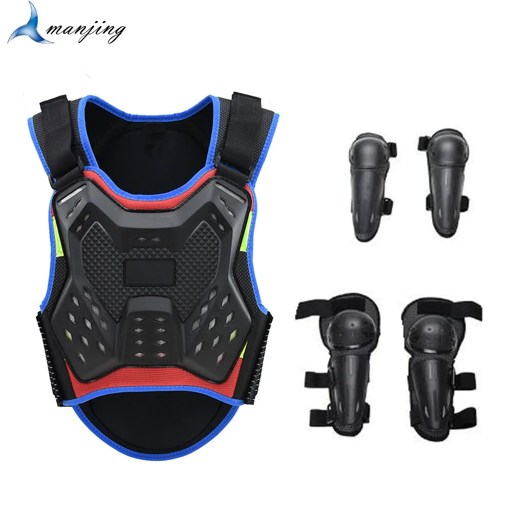 

Age 4-15years Children Youth Motocross Motorcycle Chest Back armor ATV Dirt bike Knee Elbow Pad
