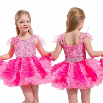 

Cute Toddler Girls Pageant Dresses With Feathers On The Shoulders Little Girl Cupcake Baby Girl Cloth