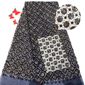 

African wedding lace, sequined lace dress fabric, royal blue French lace JD0002