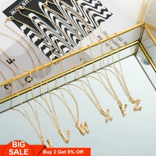 Fever&Free tendencia joyería 26 inicial COLLAR COLGANTE de letras oro cadena alfabeto nombre collar mujeres niñas joyería regalos Bijoux(China)