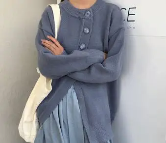 Blue sweater Осенний и зимний корейский стиль, Одноцветный необычный вязаный свитер, кардиганы, женские теплые свитера для женщин(X1104 - Цвет: Blue sweater