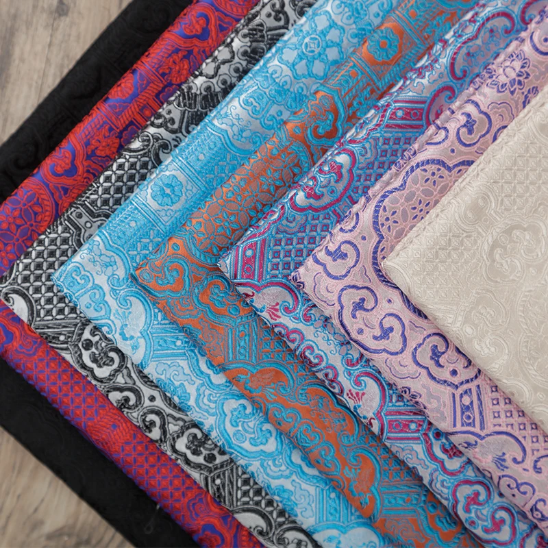 

50x75cm Simulation silk imitation three-five brocade jacquard fabric Guanyin flower bag pillow cushion Hanfu diy cloth