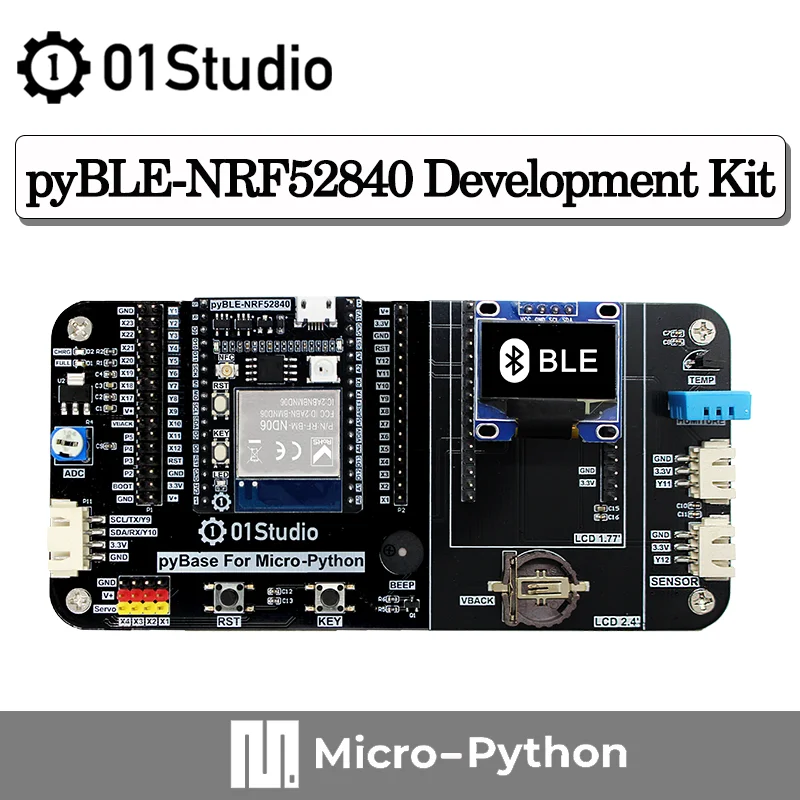 01Studio pyBLE NRF52840 модуль Bluetooth макетная демо плата с низким энергопотреблением