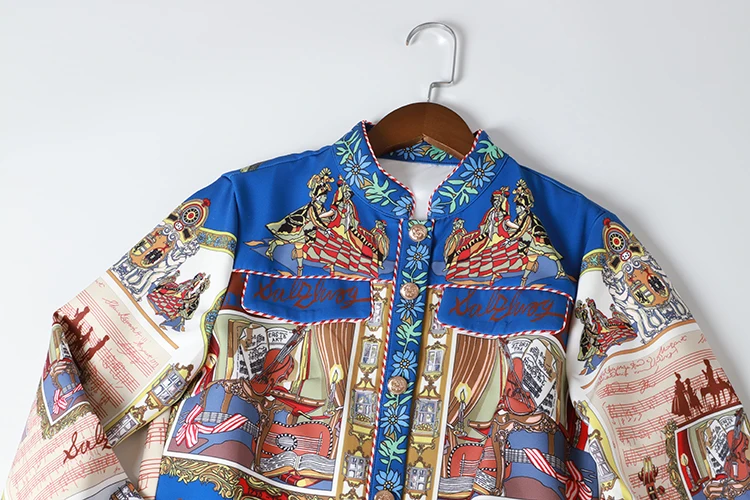 AELESEEN Весна Ретро Подиум Disign Twinset женская короткая куртка на пуговицах+ Асимметричная мини-юбка костюм с принтом