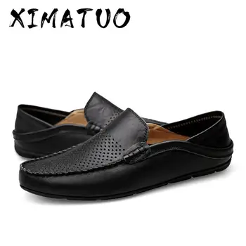 

Italian Mens Shoes Casual Luxury Brand Summer Men Loafers Genuine Leather Moccasins Light Breathable Slip on Boat Shoes 37-47