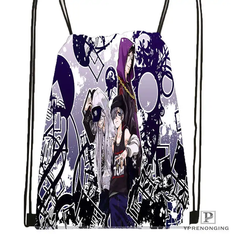 Drawstring Backpack Пользовательские Черный Дворецкий аниме походная сумка на шнурке милый рюкзак дети ранец(черная спина) 31x40 см#180531-02-20 - Цвет: Drawstring Backpack