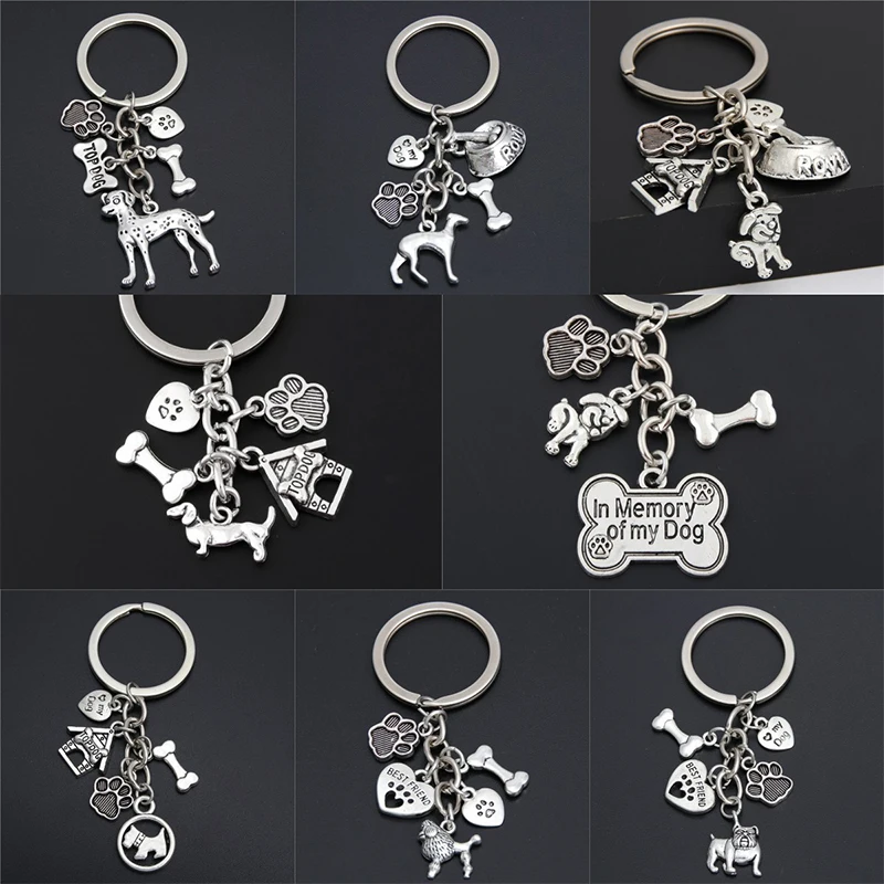 1pc Women Men Dog Bone Paw Alloy Key Chain For Girl Bag Keychain Charm Pendant Jewelry Aceessories Gift Lover | Украшения и