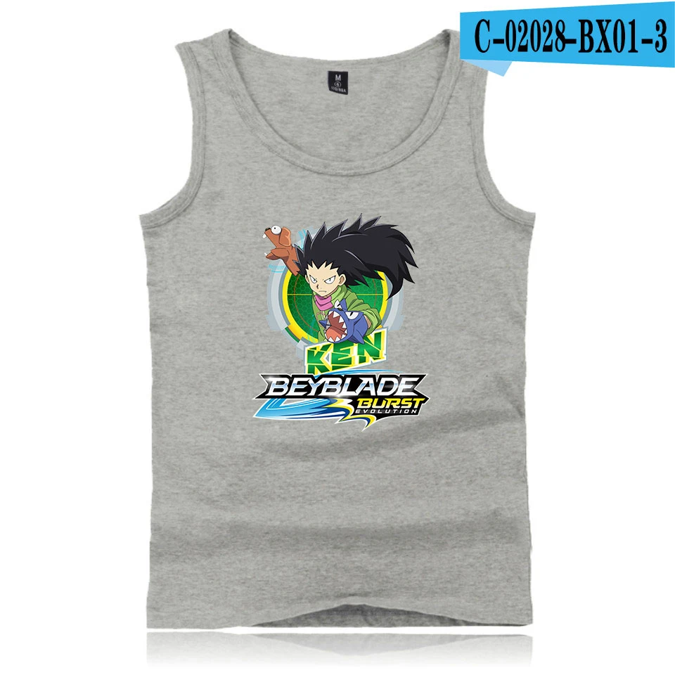 Beyblade Burst Evolution 2D печать хлопок модная мужская летняя майка с бретелями пальто без рукавов Горячая тренд Повседневная одежда жилет - Цвет: Gray