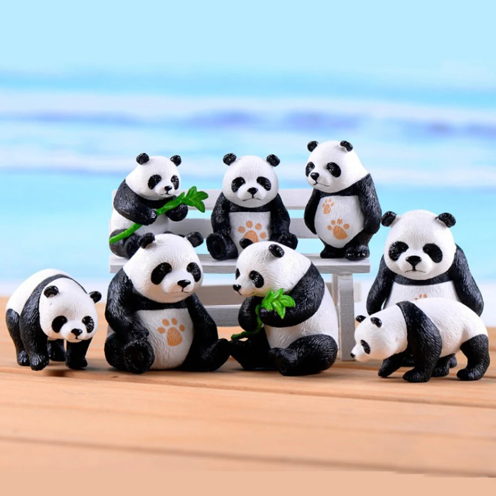 8 шт./компл. Смола Panda фигурки животных кукольный домик сказочные садовые аксессуары для Садовый горшок для суккулентов декора сада украшения