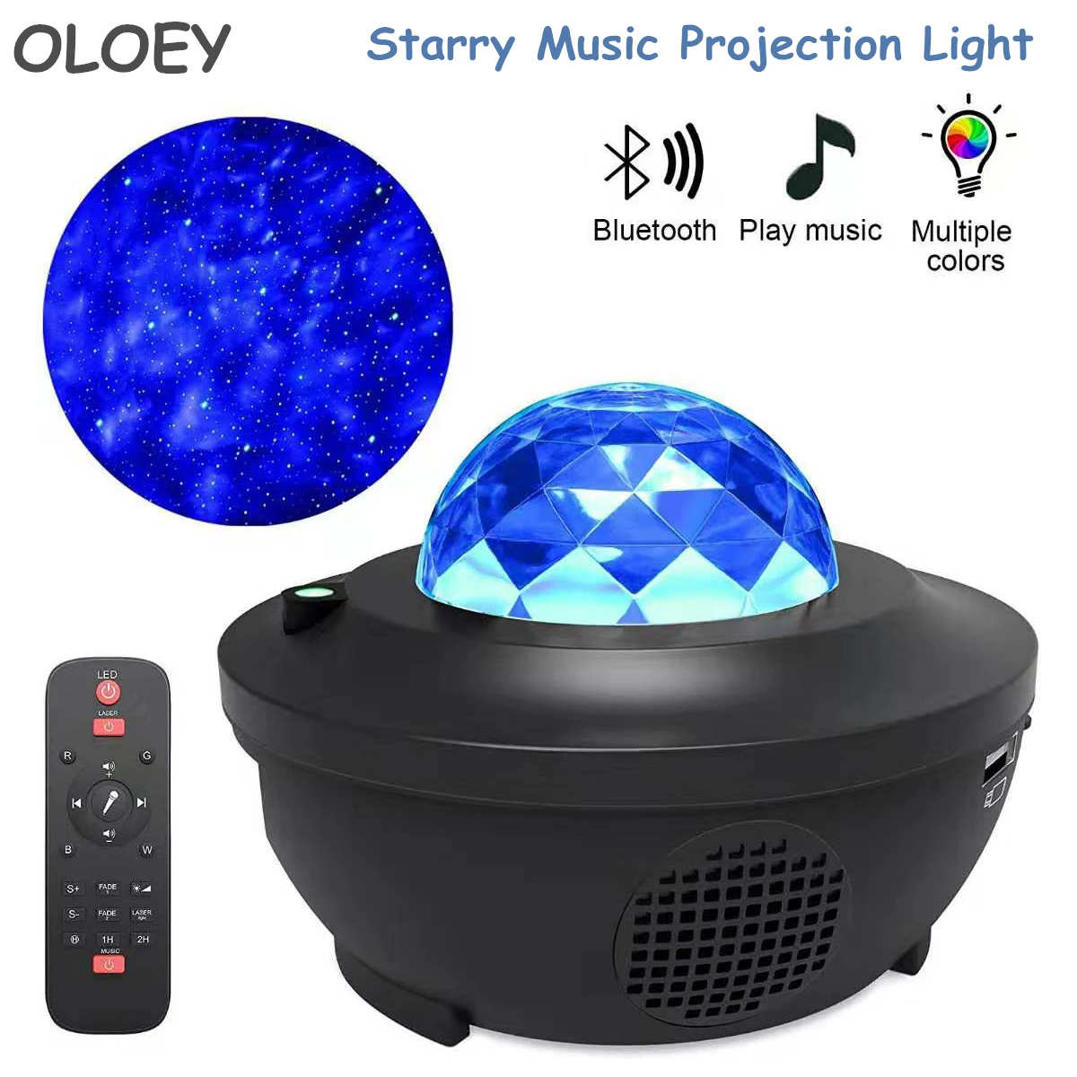 

LED Music Star Sky Projection Light / USB Cable Bluetooth Voice Control Remote Control Laser Light Water pattern flame light