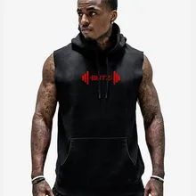 Спортивный жилет с капюшоном для мужчин, повседневный жилет для фитнеса, тренировочный костюм без рукавов для бега, европейский и американский стиль, без рукавов, Sh