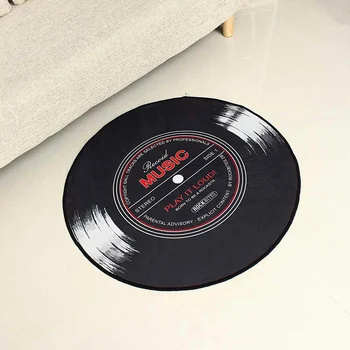 

New 4 size Music Carpet Rug Living Room Bedroom Kids Room 3D Vinyl Record Printed Round Floor Mat Chair Home kitchen Decor Anti