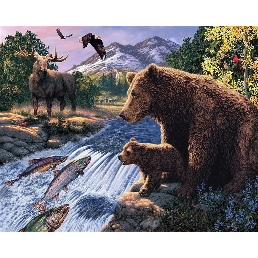 Diamond Painting Animal Bear Embroidery DIY Cross Stitch Kit Posters 5D Needlework Home Decor | Дом и сад
