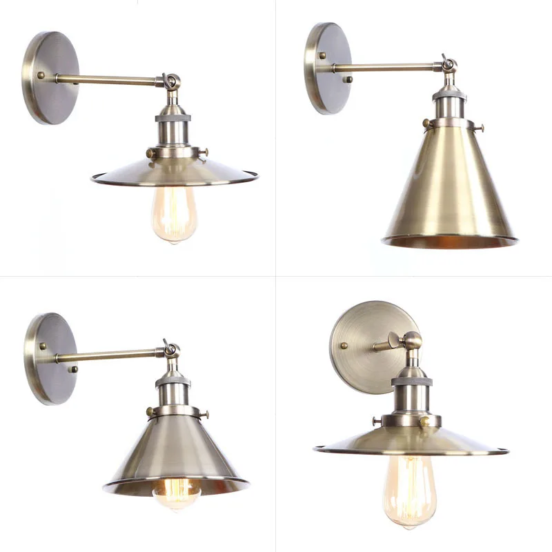 

American style rural popular post modern bedside bedroom hotel restaurant iron art RH bronze simple wall lamp