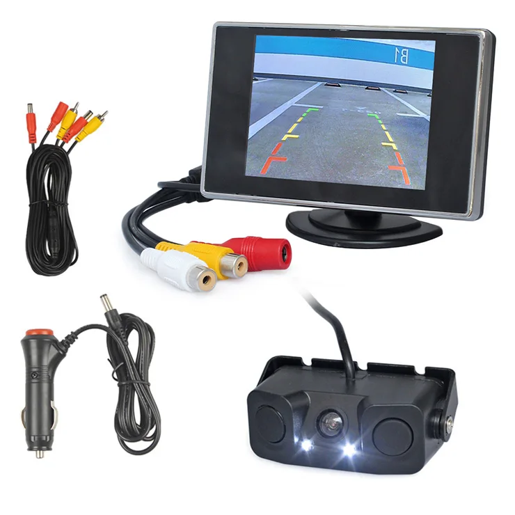 DIYKIT 3,5 дюймов TFT lcd Автомобильный монитор+ водонепроницаемый парковочный радар Датчик реверсивная Автомобильная камера Система помощи при парковке - Название цвета: easy connect