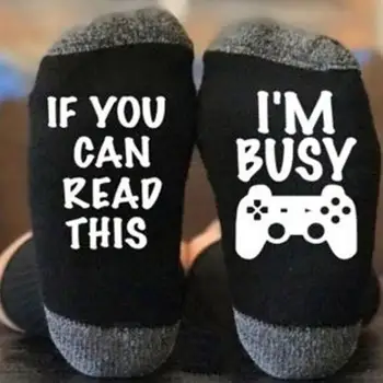 

1 Pair Men Women Socks IF YOU READ THIS I'M BUSY Ankle Gift Gamer Great For Games Lovers Socks I3H9