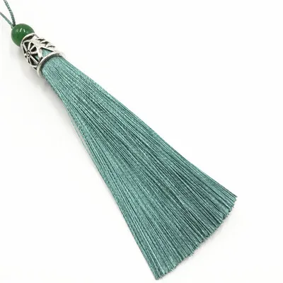 Autumn green 5 шт. 9 см Зеленые Бусины шелковая кисточка бахрома шитье Банг кисточка отделка Декоративная штора кисточка для рукоделия ювелирных изделий DIY графт изготовление - Цвет: Autumn green