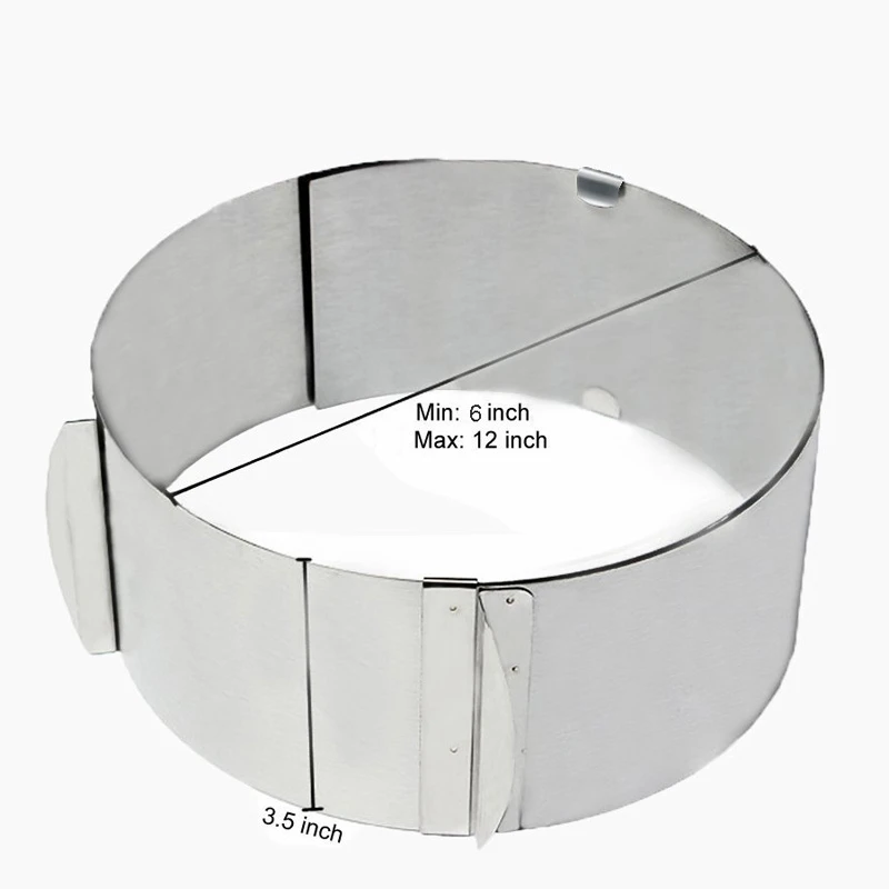 6-12inch Adjustable Stainless Steel Fondant Cake Mold Cutter Baking Round Mousse Ring Cake Mould Kitchen Decorating Bakery Tools