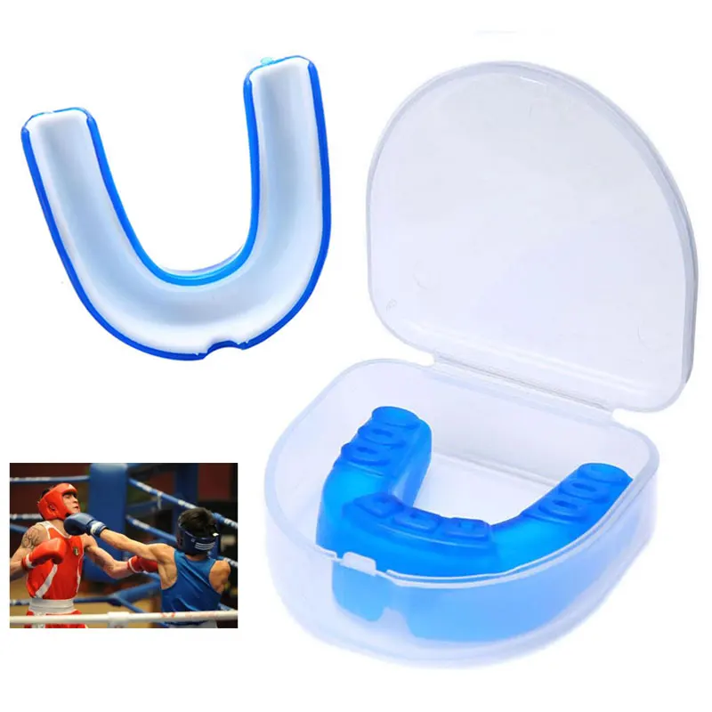 Proffessional Blue 5.5*5*1.5cm Outdoor Gadget Mouthguard Boxing Protection Karate Taekwondo with Box Football Teeth Guard MMA