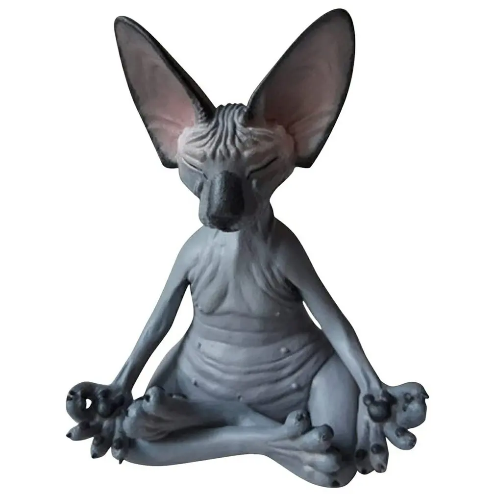 Gato con la Esfinge de Colección Figuras hechas a mano de la decoración estatua del gato Para el hogar Gato con la Esfinge de Colección Figuras hechas a mano de la decoración estatua del gato Para el hogar