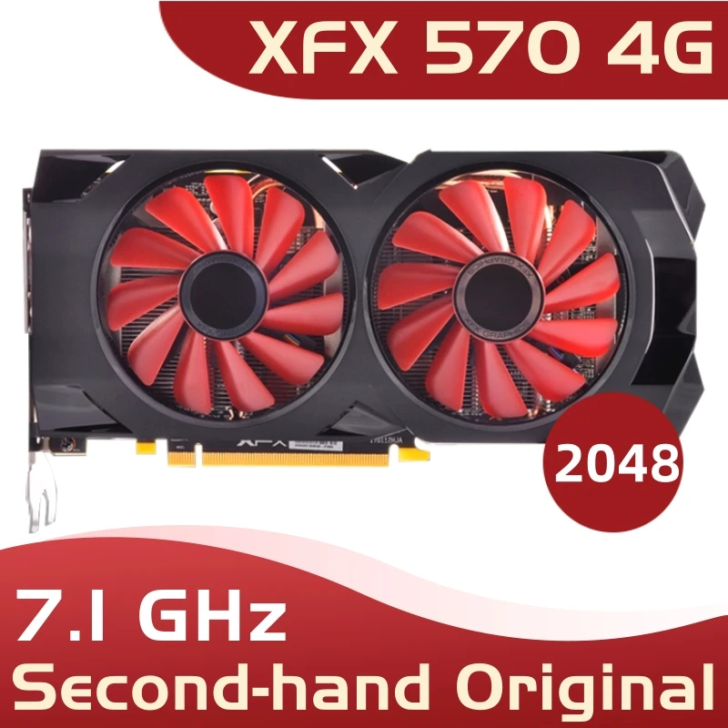 Бывшая в употреблении видеокарта xfx 570 4g 256bit GDDR5 для настольного ПК xfx видеокарта bradeon совместимая с X79 системная плата amd rx 570 карта-1