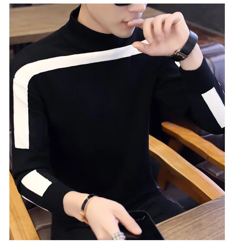 New Autumn Winter Casual Pullover Male Long Sleeve Slim Fit Turtleneck Knitted Brand Sweater Fashion Mens Warm Sweaters