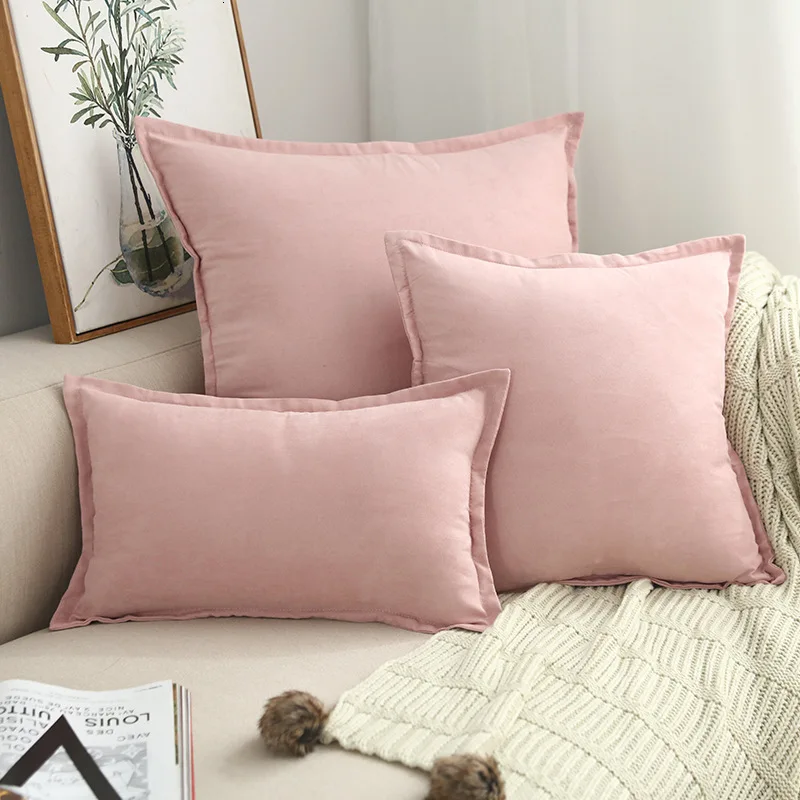Модный Одноцветный светильник, розовая Роскошная наволочка, замшевая наволочка для дивана - Цвет: 112