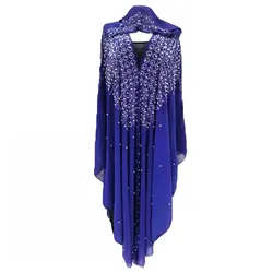 African Dresses For Women Dashiki Loose Chiffon Dress Diamond Hood Boubou Ladies Robe Rich Bazin Muslim Dress African Clothing