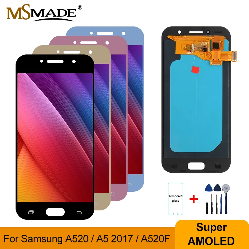 Super AMOLED для Samsung Galaxy A5 2017 сенсорный ЖК экран с дигитайзером в сборе Запчасти A520F