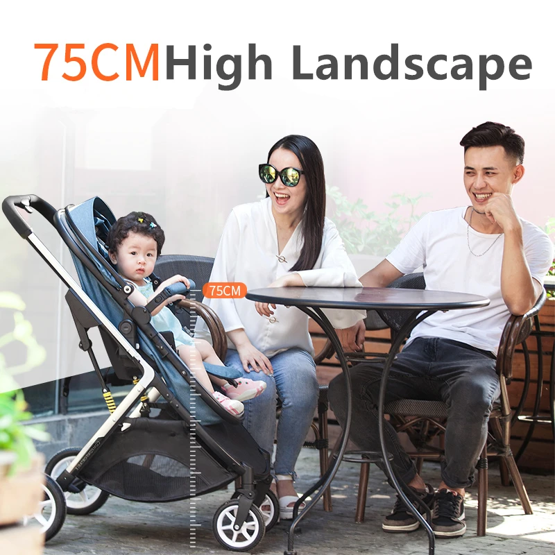 Luxury Baby Stroller 2 in 1 Europe US Hot Sale High Landscape Lying or Dampening Folding Two-sided Light Weight Carriage for Kid