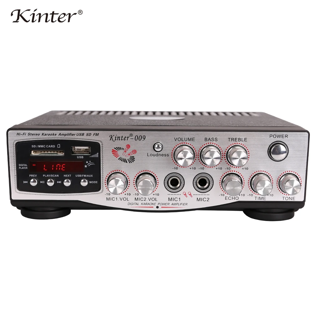 Kinter 009 профессиональный усилитель караоке аудио 2 канала питания ac220в DC Mic вход USB SD