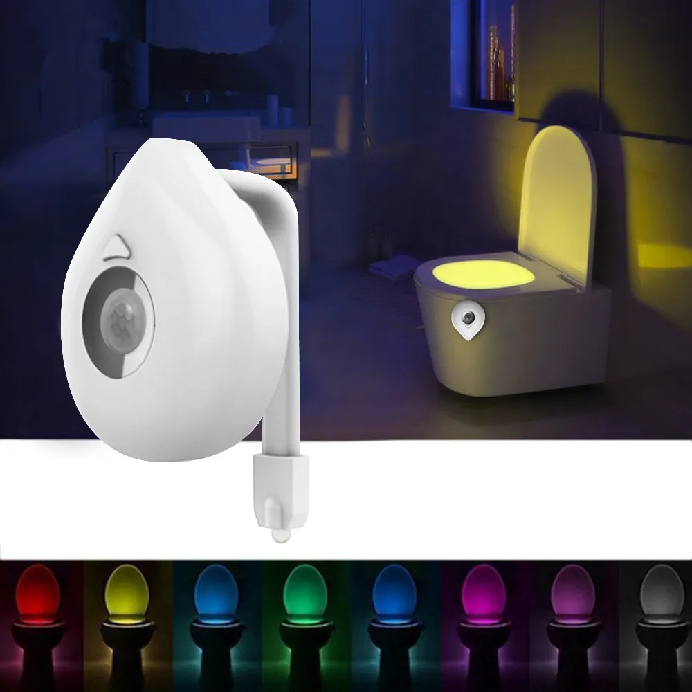 

Smart Night Light Sensor Activated Toilet Lamp 8 Colors Backlight Toilet Bowl LED Luminaria Lamp Nightlight PIR Night Light Lamp