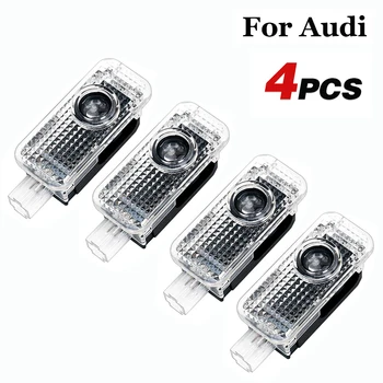 

4Pcs Led Car Door Welcome Light Auto Logo Laser Projector Ghost Shadow Lamp For Audi Q3 Q5 Q7 TT A3 A4 A5 A6 A8 80 90 100 200 V8