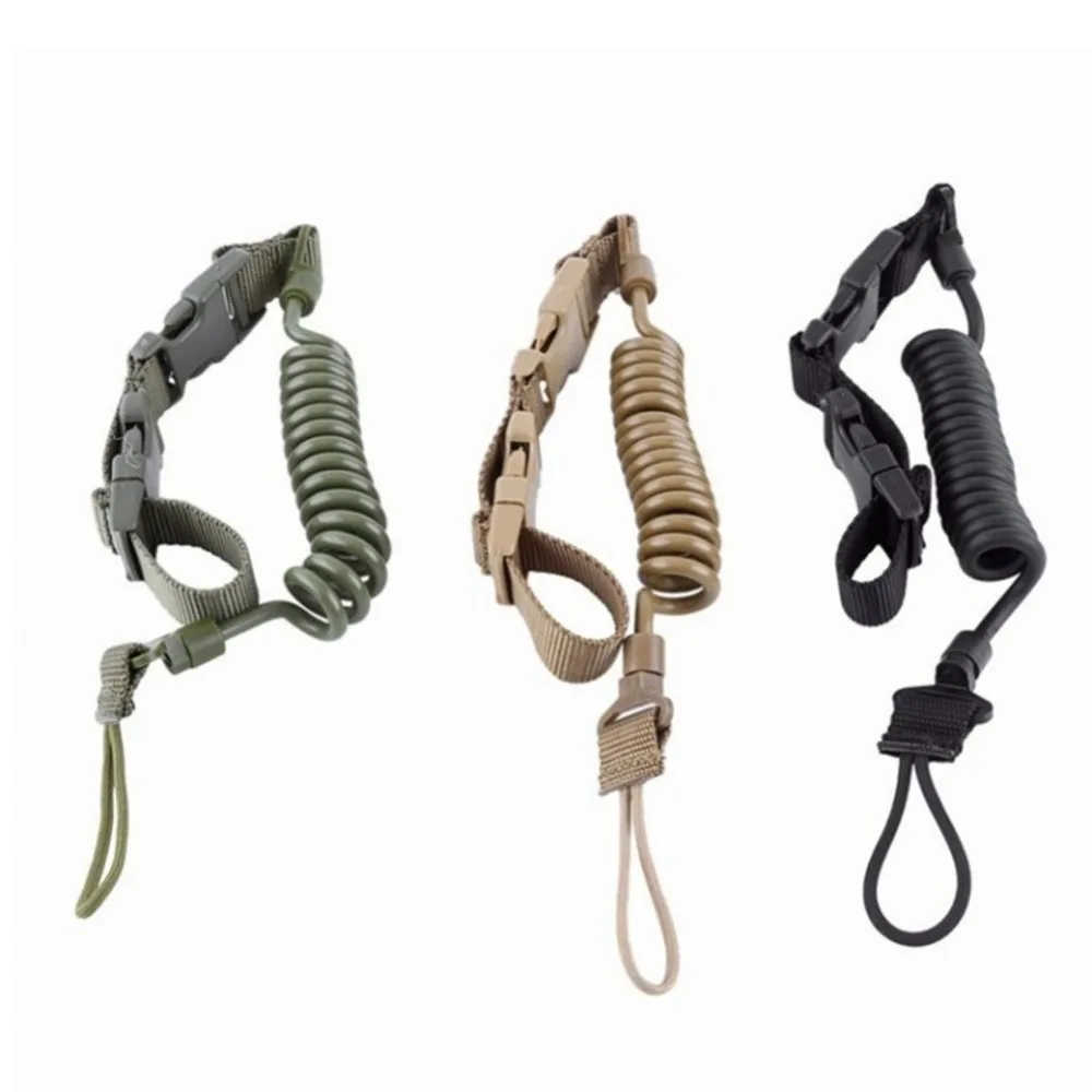 

Tactical Anti-lost Elastic Lanyard Rope Military Spring Safety Strap Gun Rope For Key Ring Chain Flashlight Outdoor Accessories