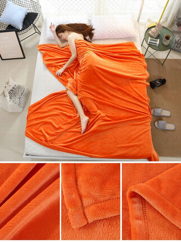 Orange Soft Warm Coral Fleece Throw Blanket