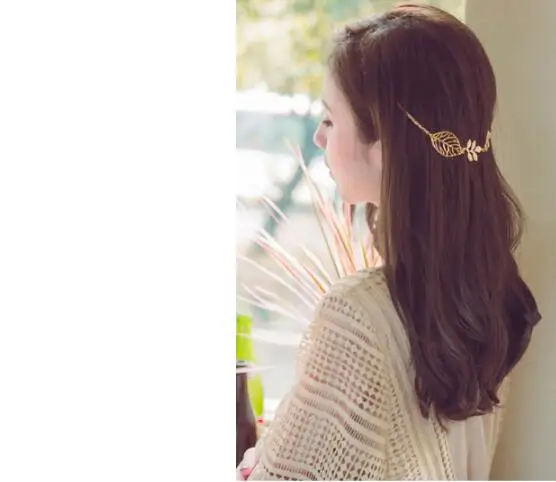 60pcs/lot DIY Simple Gold Alloy Flowers Leaf Tassel Head Bands Butterflies HeadBands Hair Styling Tools Accessory HA1537