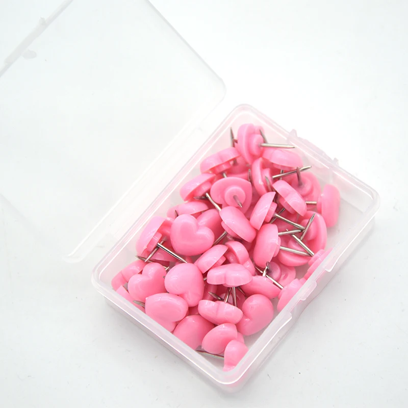 Push Pins 50 Pcs Heart-shaped Markers Drawing Photo Wall Studs Cork Board Thumbtack Office School