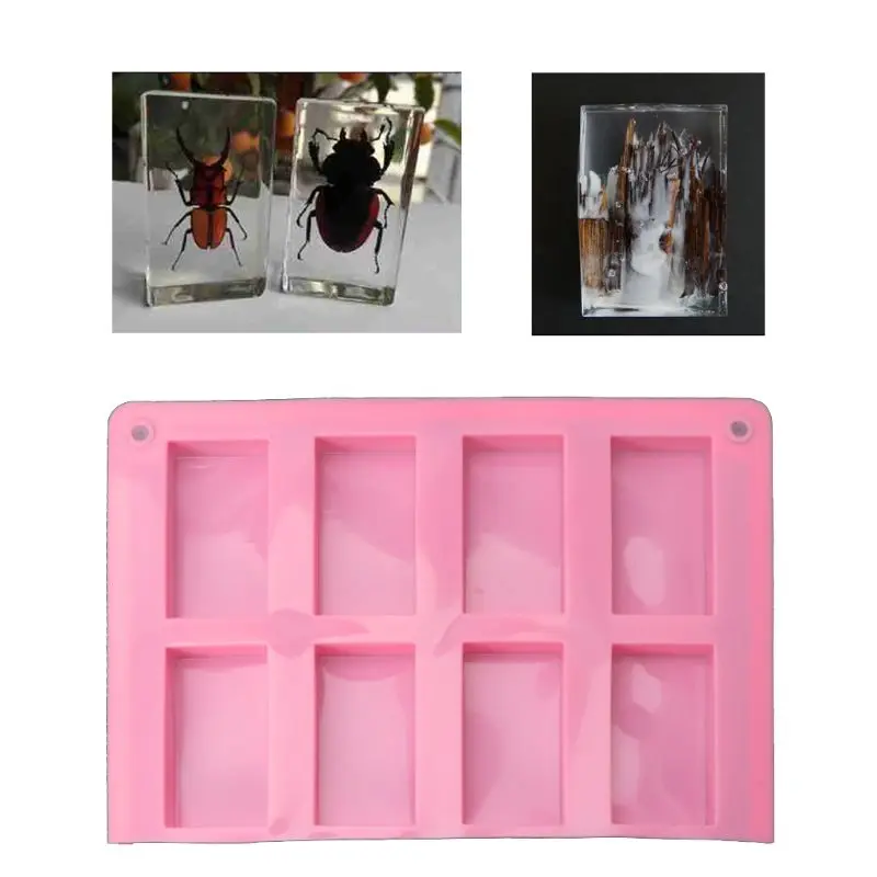 

8 Cavities Rectangle Cuboid Silicone Mold Soap Dried Flower Resin Mold DIY Tools M89E