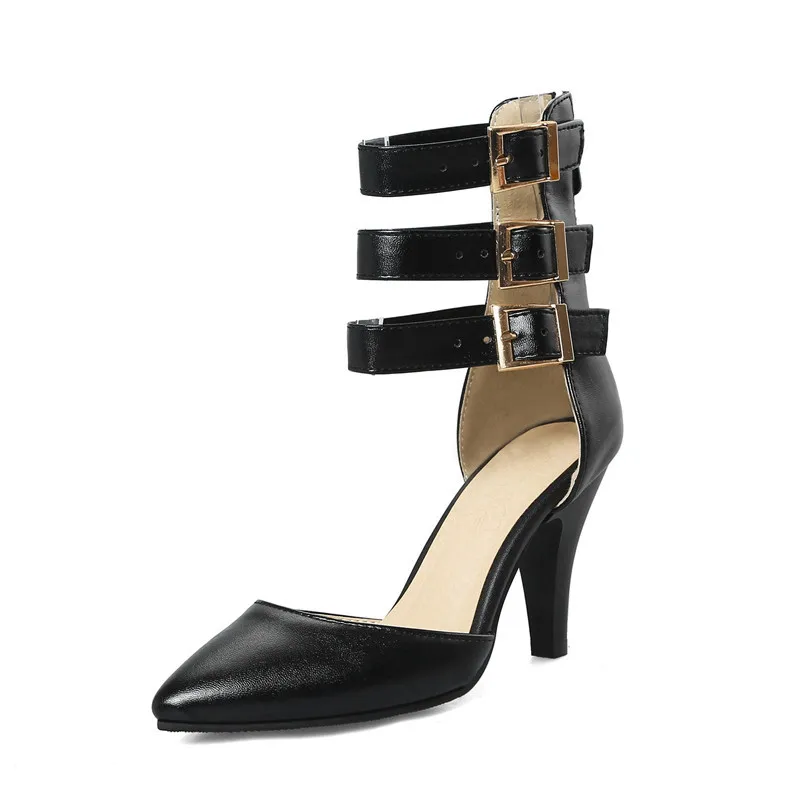 

2020 summer new leather sandals women High-heeled sandals Pointed Straight buckle Comfortable and soft Cool boots