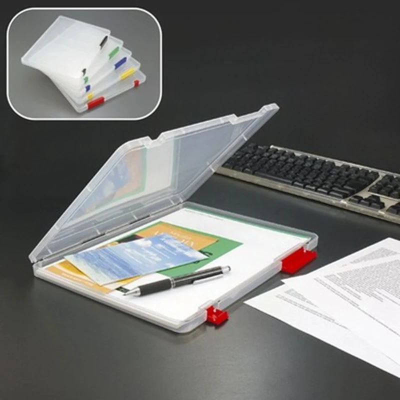 4 Colors A4 Transparent Storage Box Clear Plastic Document Paper Filling Case File PP Office Organizer Invisible Storage Cases