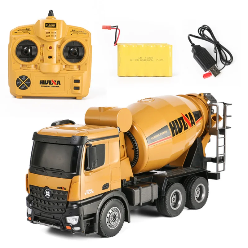 

HUINA 1574 1:14 Alloy Remote Control Mixer Truck Concrete Mixer Engineering Truck Light Construction Vehicle Toys for Kid RC Car
