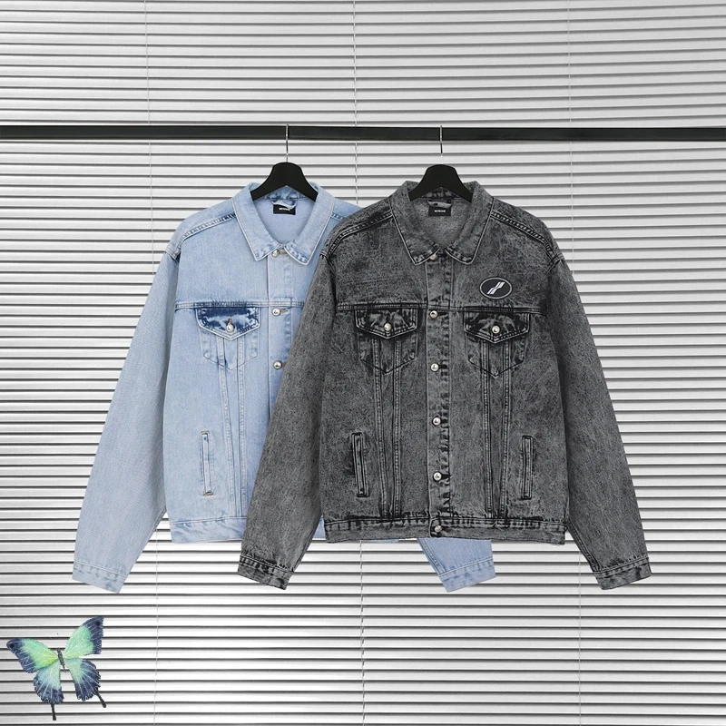 

New Welldone High Street Washed Denim Jacket Men Women High Quality Fashion Jacket Well Done Simple Classic Jacket