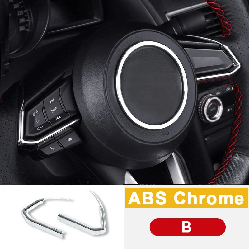 Для Mazda 2 3 6 Demio CX3 CX-3 CX-5 CX5 CX7 CX9 Axela ATENZA Автомобильный руль отделка круг блестки крышка наклейка - Название цвета: B ABS Chrome